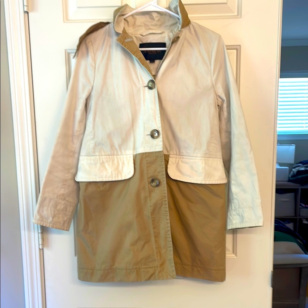 Coach cream and brown trench rain coat Small